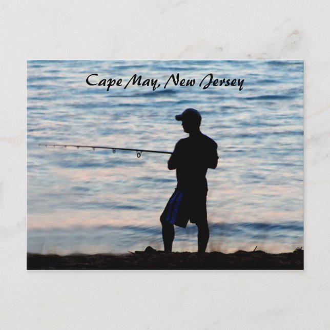 Surf Fishing In Cape May At Dusk 6 Postcard (Front)