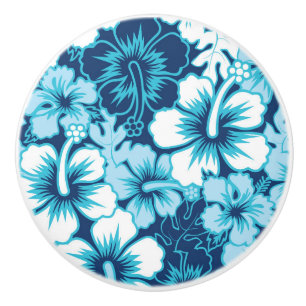 Surf Floral Hibiscus Pattern Ceramic Knob