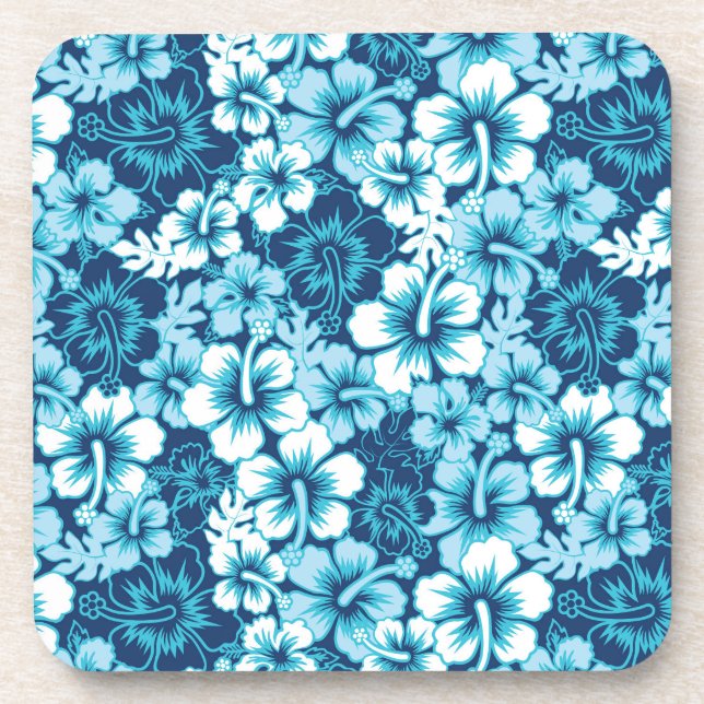 Surf Floral Hibiscus Pattern Coaster (Front)