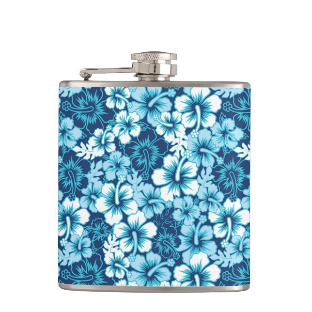 Surf Floral Hibiscus Pattern Hip Flask (Front)