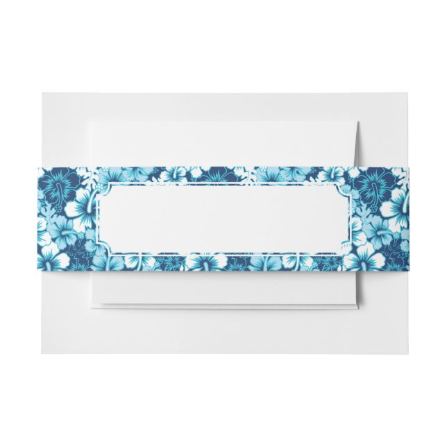 Surf Floral Hibiscus Pattern Invitation Belly Band (Front Example)