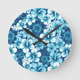 Surf Floral Hibiscus Pattern Round Clock