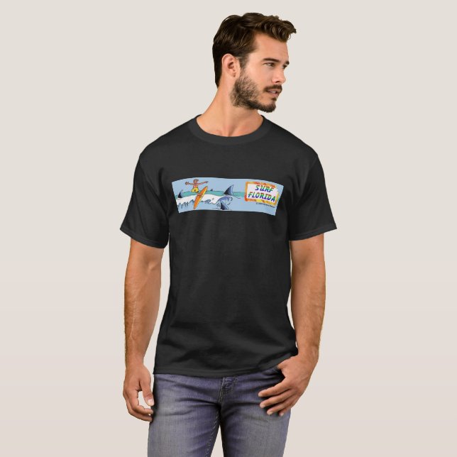 Surf Florida black T-shirt (Front Full)