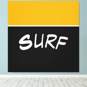SURF Fun Bright Golden Yellow Black Colour Block Canvas Print