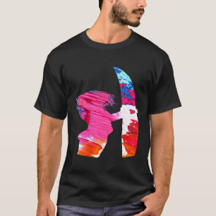 Surf Girl Pastel Watercolor Cute Surfing Female Su T-Shirt