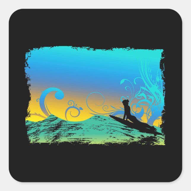 Surf Girl Square Sticker (Front)