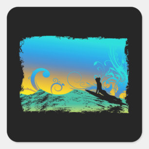 Surf Girl Square Sticker
