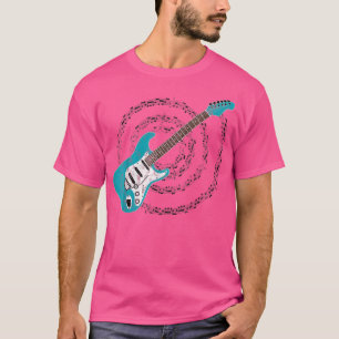 Surf Green Aqua Blue Electric Guitar Spiralling Mu T-Shirt