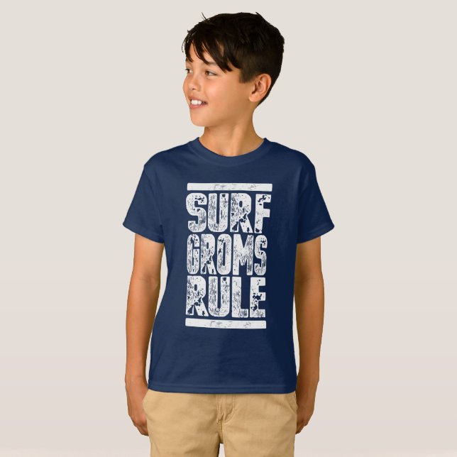 Surf Groms Rule!!!  (white) T-Shirt (Front Full)