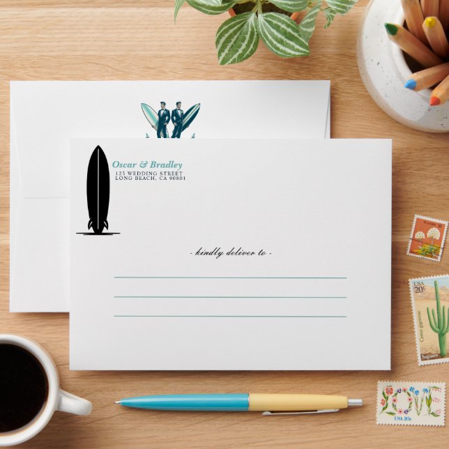 Surf Grooms Wedding Envelope (Desk)