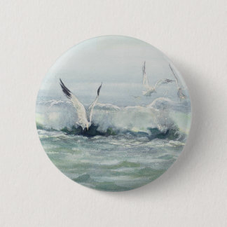 SURF GULLS & SEA by SHARON SHARPE 6 Cm Round Badge