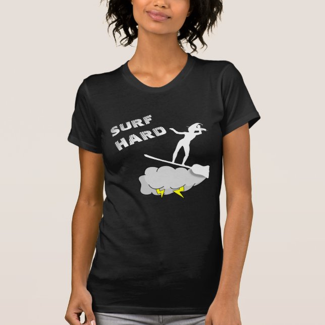 Surf Hard Like A Witch Black T-Shirt (Front)