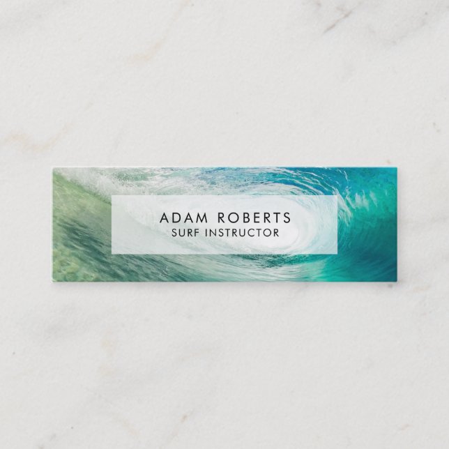 Surf Instructor Ocean Wave Professional Mini Business Card (Front)
