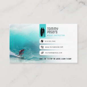 Surf Instructor    Surfboard Active Vacations Business Card