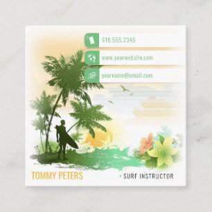 Surf Instructor Surfboard Active Vacations Square Business Card