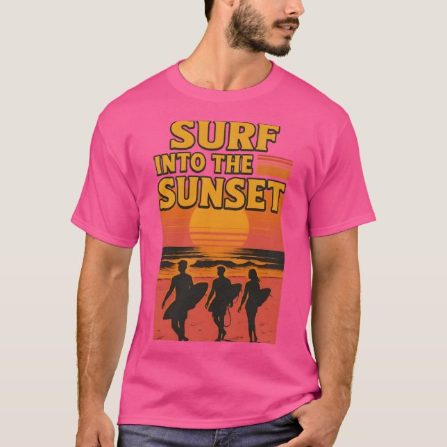 Surf Into the Sunset - Vintage Surfing t-shirt  (Front)