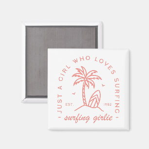 Surf just a girl who loves surfing pink aesthetic magnet