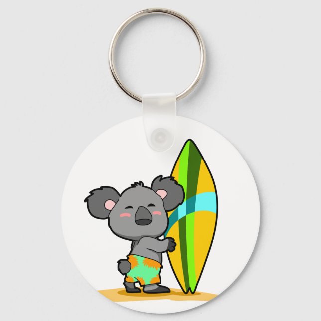 Surf Koala Bear Keychain (Front)