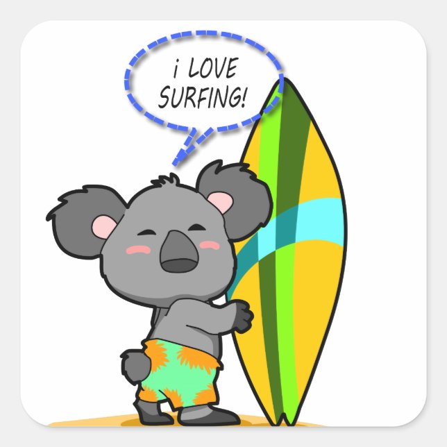 Surf Koala Bear Sticker (Front)