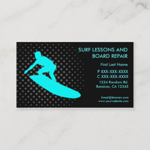 Surf lessons board repair custom business card