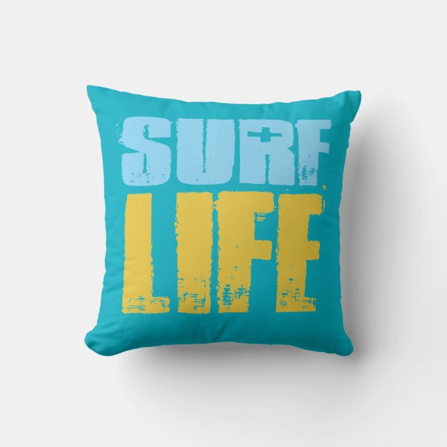 Surf Life Beach Surfer Style Cushion (Front)