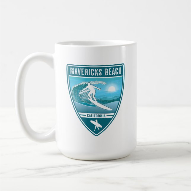 Surf Mavericks Beach California Coffee Mug (Left)