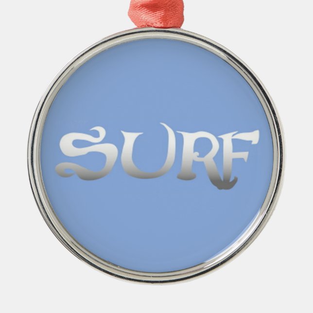 Surf medal metal tree decoration (Front)