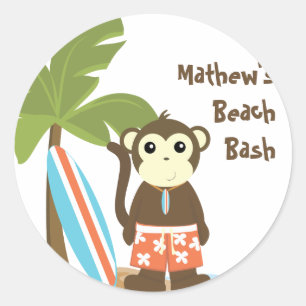 Surf Monkey Classic Round Sticker