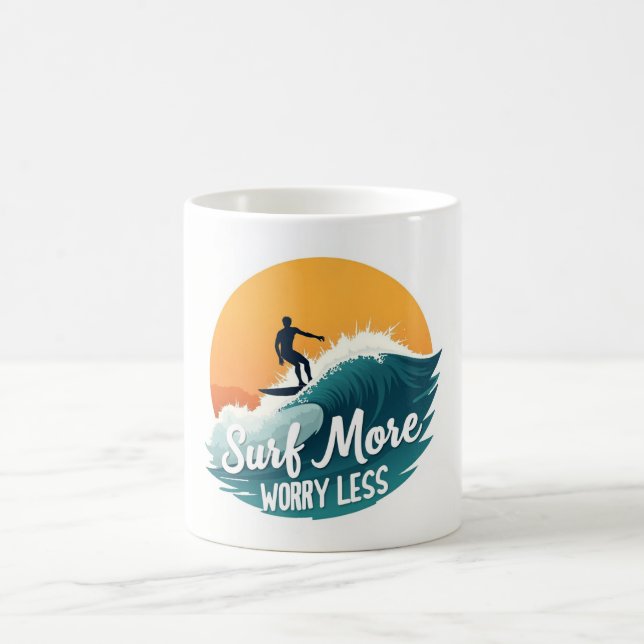 Surf More ☕ Ocean Wave Motivation Mug (Center)