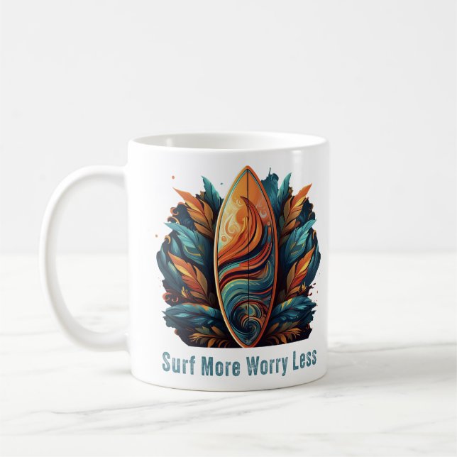 Surf More Worry Less Coffee Mug (Left)