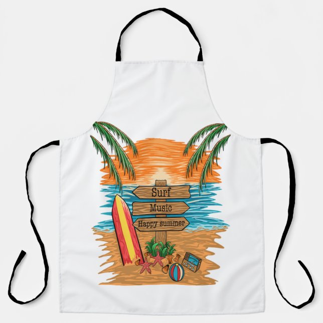 surf music happy summer apron (Front)