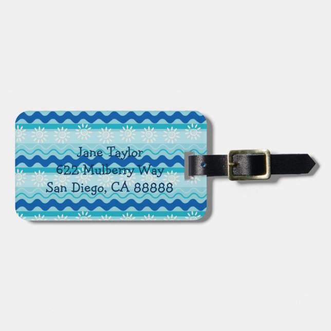 Surf 'N Sun Nautical Luggage Tag (Front Horizontal)