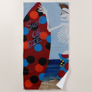 Surf or die beach towel