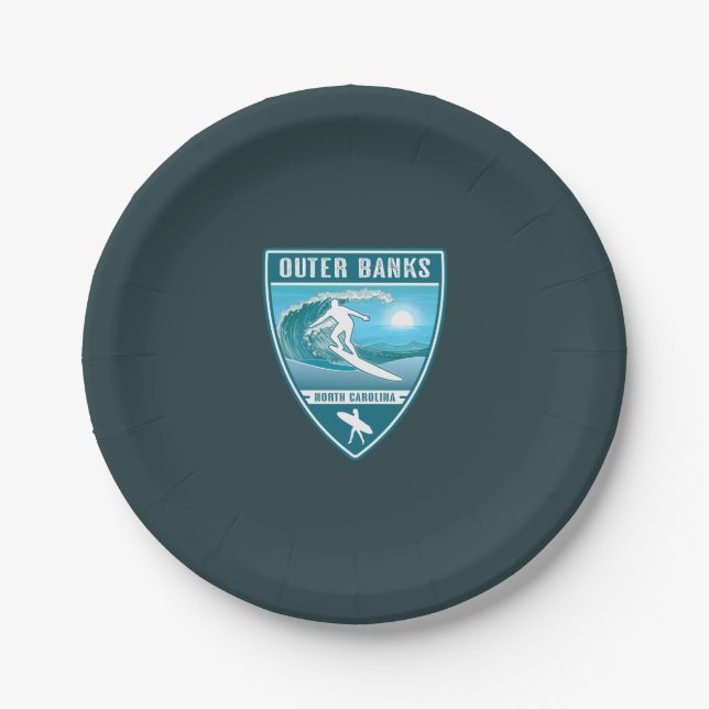 Surf Outer Banks North Carolina Paper Plate (Front)