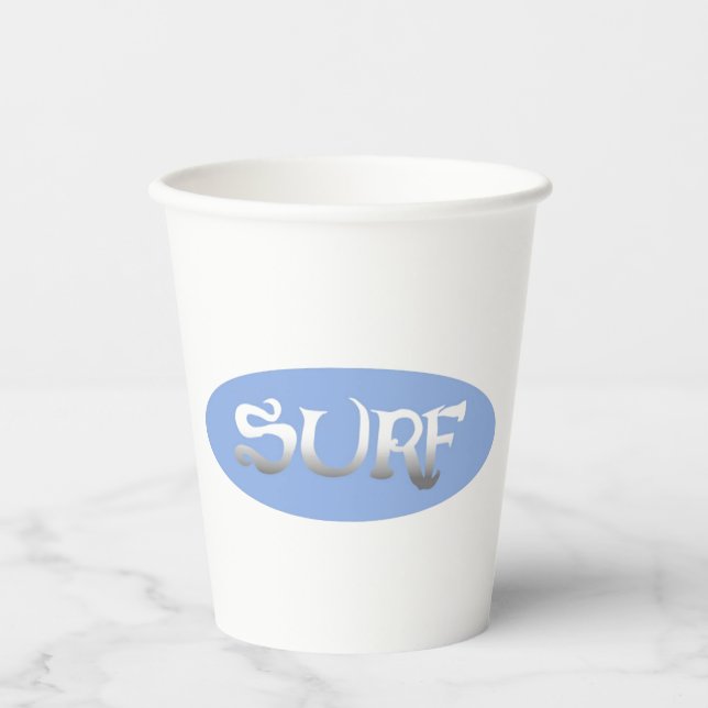 Surf oval blue paper cups (Front)