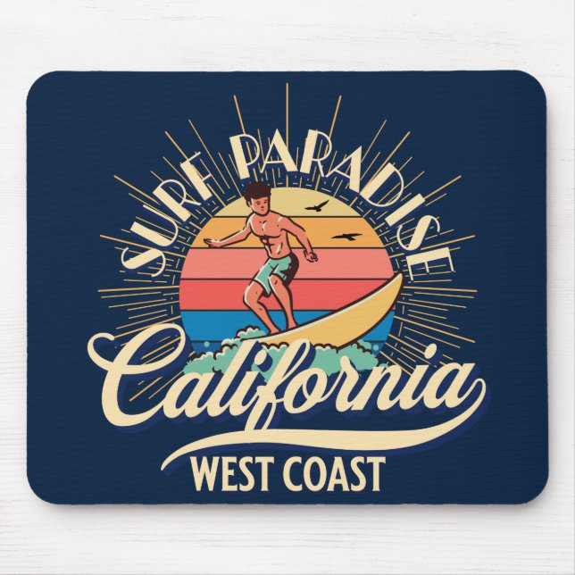 Surf Paradise California West Coast  Mouse Mat (Front)