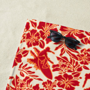 Surf Pareau Hawaiian Hibiscus Aloha - Red Beach Towel