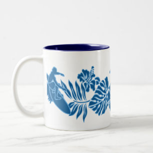 Surf Pareau Hawaiian Hibiscus Band Two-Tone Coffee Mug