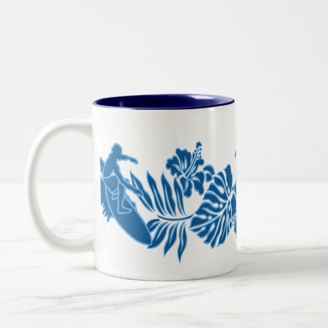 Surf Pareau Hawaiian Hibiscus Band Two-Tone Coffee Mug (Left)