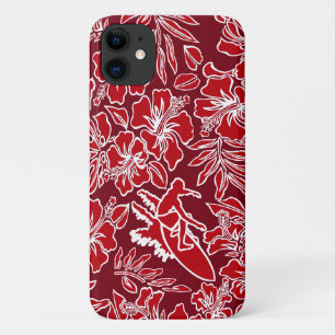 Surf Pareau Hawaiian Hibiscus Surfing Red iPhone 11 Case