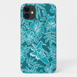 Surf Pareau Hawaiian Hibiscus Surfing Teal iPhone 11 Case