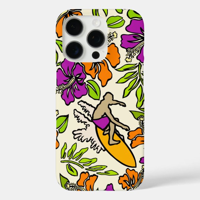 Surf Pareau Hawaiian Hibiscus Surfing Violet Case-Mate iPhone Case (Back)