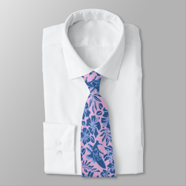 Surf Pareau Hawaiian Hibiscus Two-sided Printed Tie (Tied)