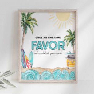 Surf Party Favour Thank You Sign