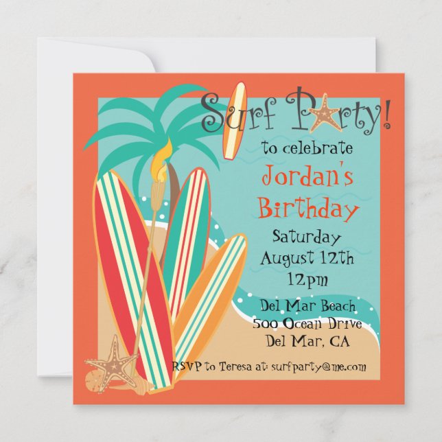 Surf Party Invitation (Front)