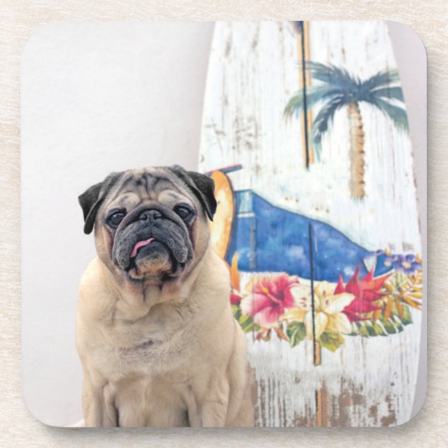 Surf Pug Coaster (Front)