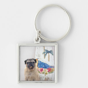 Surf Pug Key Ring