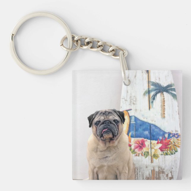 Surf Pug Key Ring (Front)