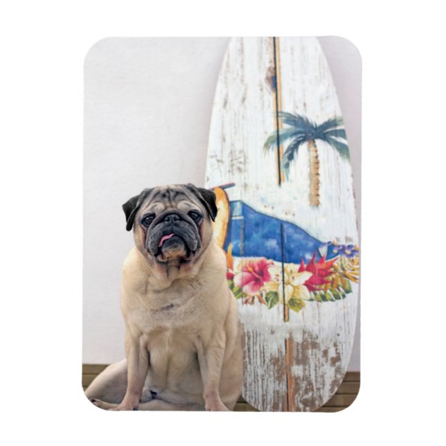 Surf Pug Magnet (Vertical)