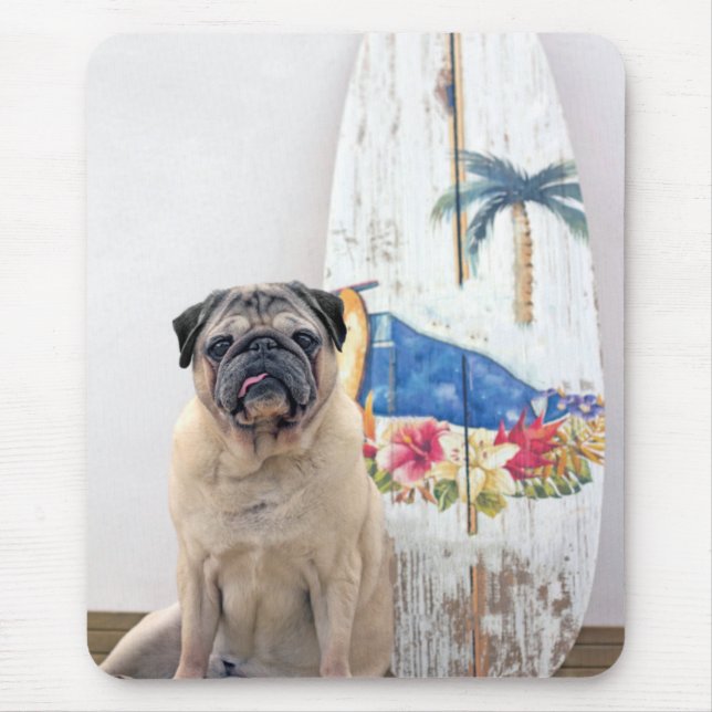 Surf Pug Mouse Mat (Front)